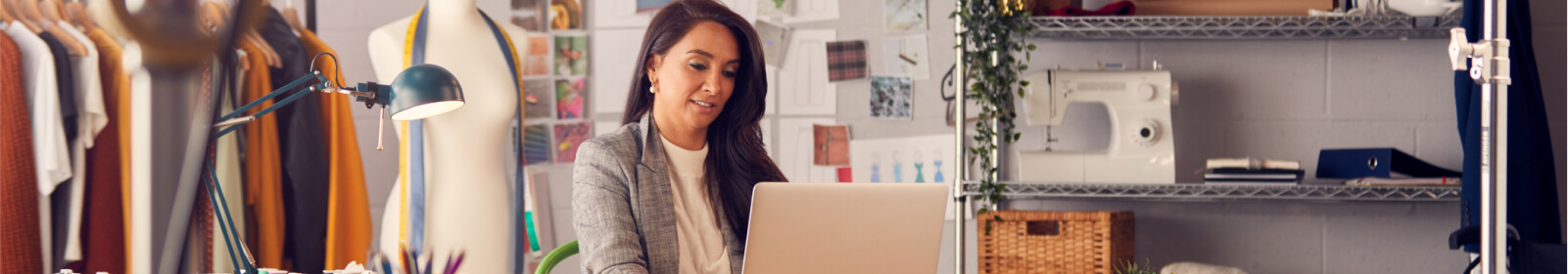 a business woman working on her laptop