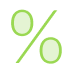 Icon illustration of a percent sign